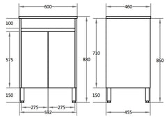 600mm X 460mm PVC Floor Standing Vanity Legs