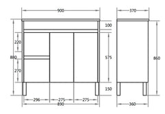 900mm X 365mm PVC Floor Standing Vanity Legs