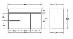 900mm x 460mm PVC Wall Hung Vanity