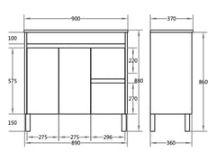 900mm X 365mm PVC Floor Standing Vanity Legs