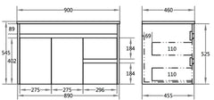 900mm x 460mm PVC Wall Hung Vanity