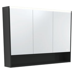 Fienza 1200 LED Mirror Cabinet with Display Shelf, Satin Black