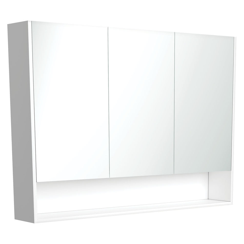 Fienza 1200 Mirror Cabinet with Display Shelf, Satin White