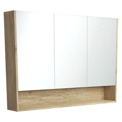 Fienza 1200 Mirror Cabinet with Display Shelf, Scandi Oak