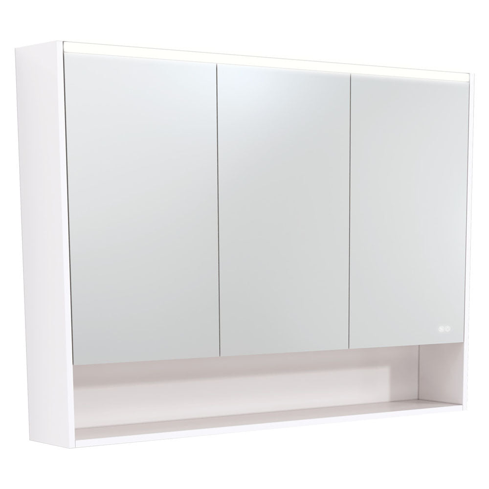 Fienza 1200 LED Mirror Cabinet with Display Shelf, Gloss White