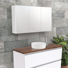 Fienza 600 Mirror Cabinet with Gloss White Side Panels