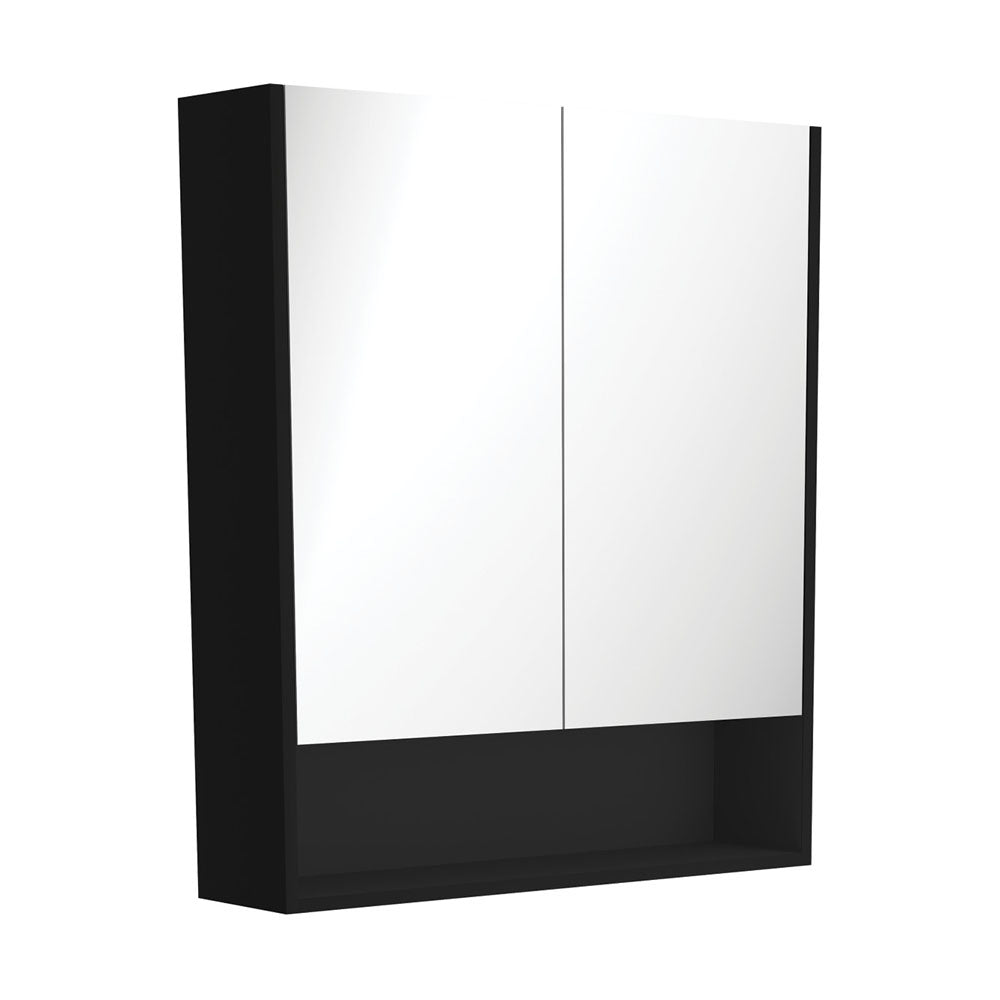 Fienza 750 Mirror Cabinet with Display Shelf, Satin Black