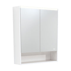 Fienza 750 LED Mirror Cabinet with Display Shelf, Satin White