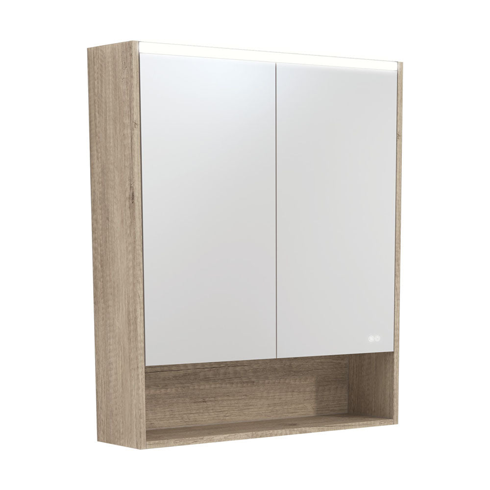 Fienza 750 LED Mirror Cabinet with Display Shelf, Scandi Oak