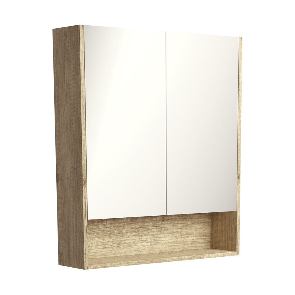 Fienza 750 Mirror Cabinet with Display Shelf, Scandi Oak