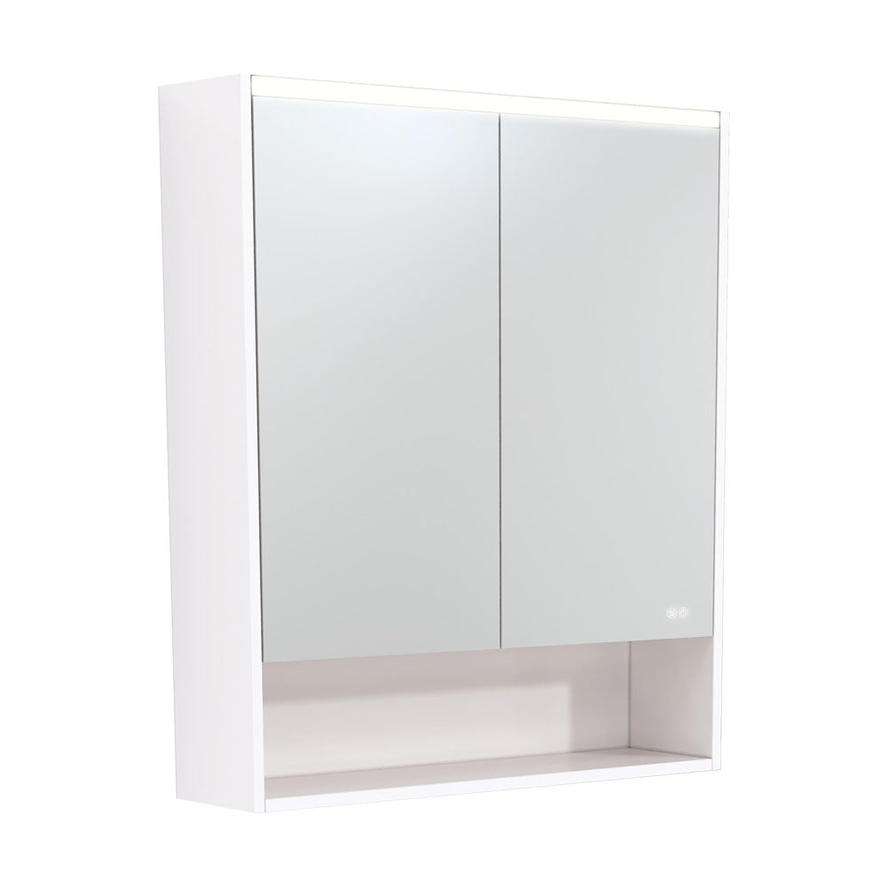 Fienza 750 LED Mirror Cabinet with Display Shelf, Gloss White