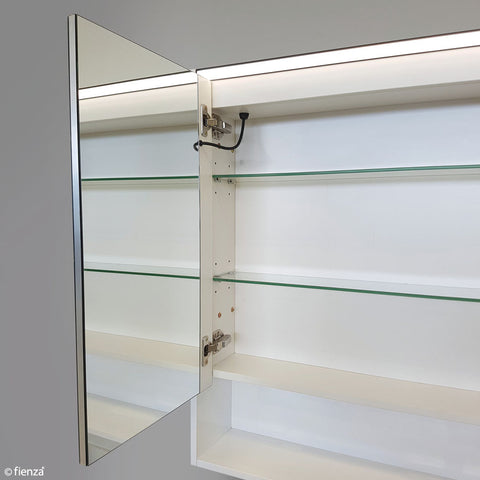 Fienza 900 LED Mirror Cabinet with Satin Black Side Panels