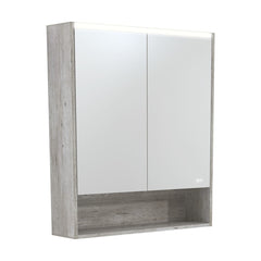 Fienza 750 LED Mirror Cabinet with Display Shelf, Industrial