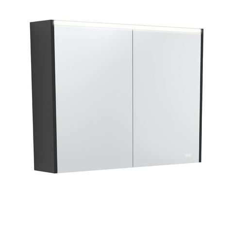 Fienza 900 LED Mirror Cabinet with Satin Black Side Panels