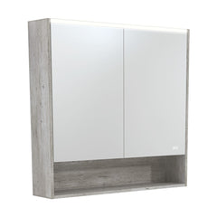 Fienza 900 LED Mirror Cabinet with Display Shelf, Industrial