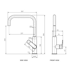 Parisi Slim II Kitchen Mixer with Square Spout - Fucile