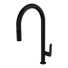 Parisi Slim 30 Kitchen Mixer with Round Spout and Pull Out Spray - Matt Black