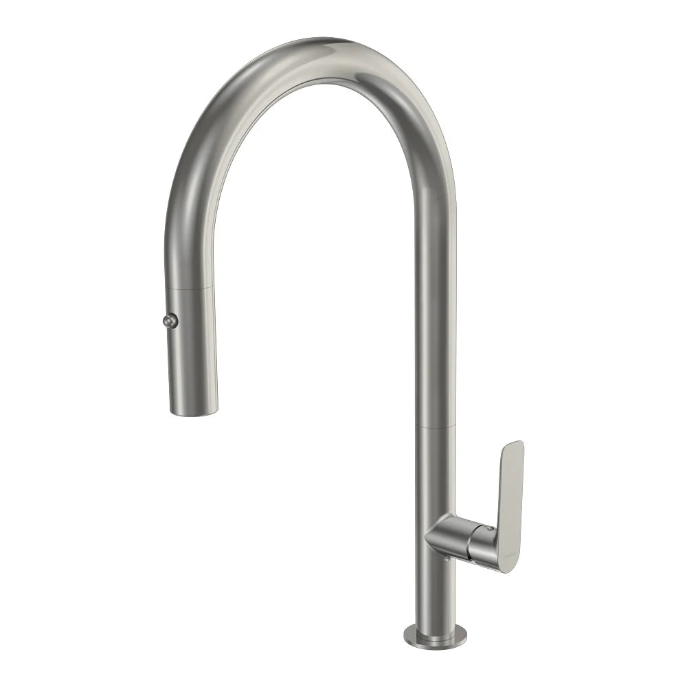 Parisi Slim 30 Kitchen Mixer with Round Spout and Pull Out Spray - Brushed Nickel