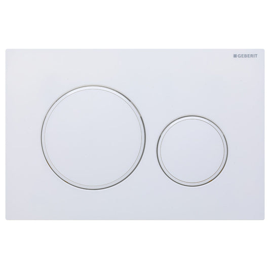 Fienza Geberit Sigma 20 Round Button Flush Plate, Matte White with White Trim