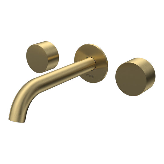 Parisi Stereo Wall Set with 190mm Spout | Brushed Brass