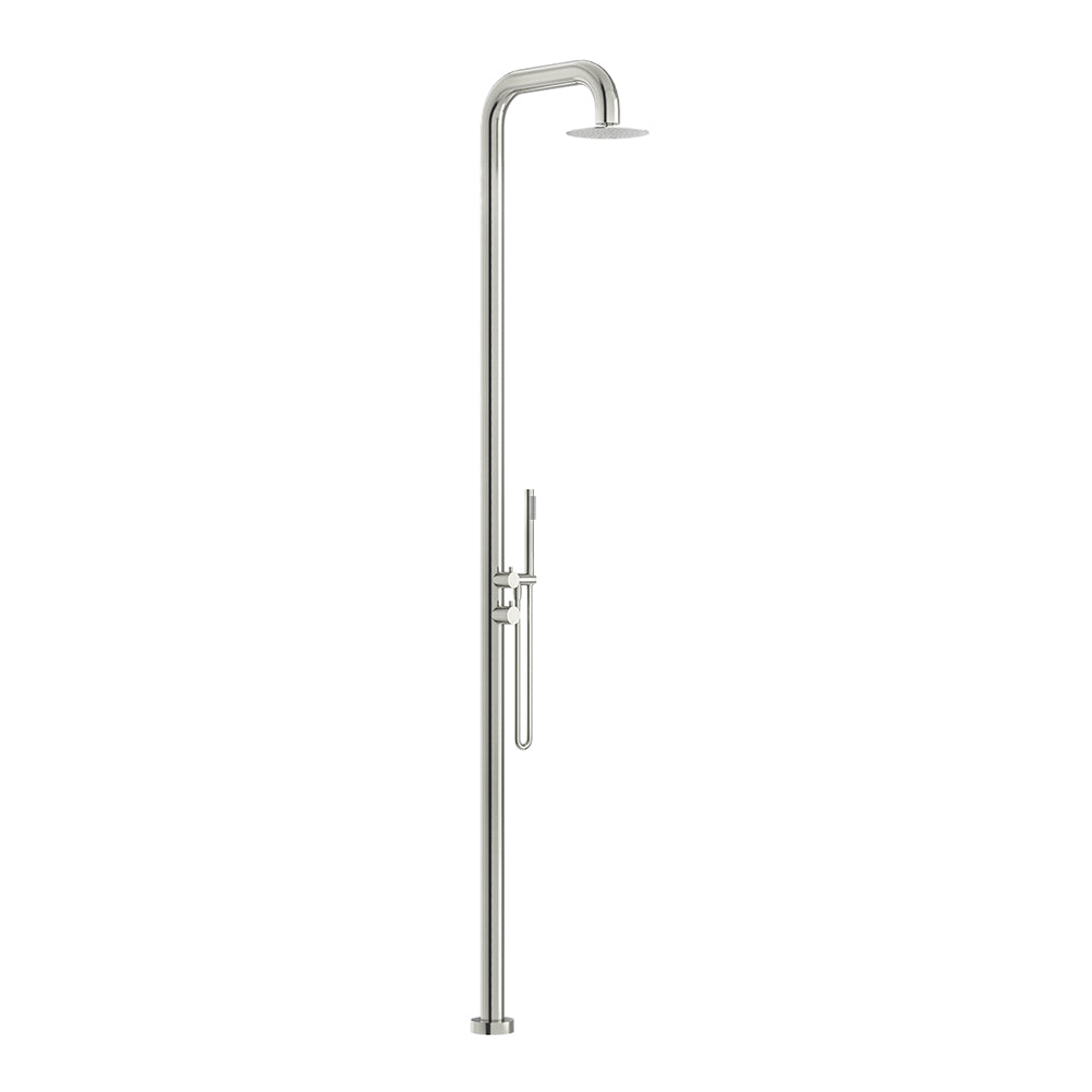 Elle 316 Free Standing Twin Shower -  Brushed Stainless