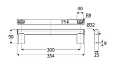 Fienza Care Slimline Hand Grab Rail, 300mm, Stainless Steel