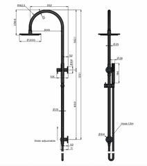 Round Gooseneck Shower Set with 200mm Rose, Single-Function Hand Shower