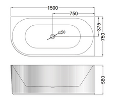 CH 1500mm Fluted Corner Bath - Gloss White