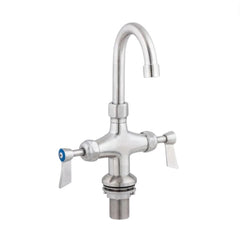 SS Dual Hob Mounted Faucet with - Gooseneck Swivel Spout