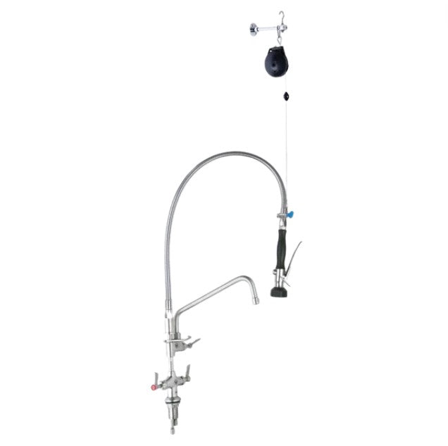 SS Dual Hob Mounted Pre Rinse Unit With Pot Filler