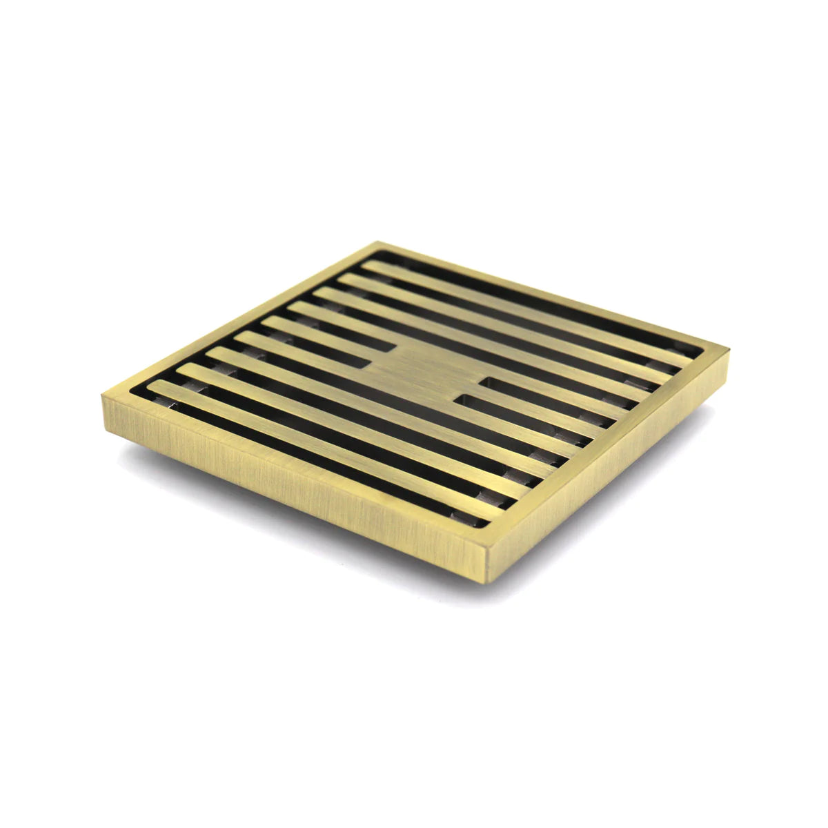 Grates2Go Slimline Brass Point Drain Ancient Brass 100mm