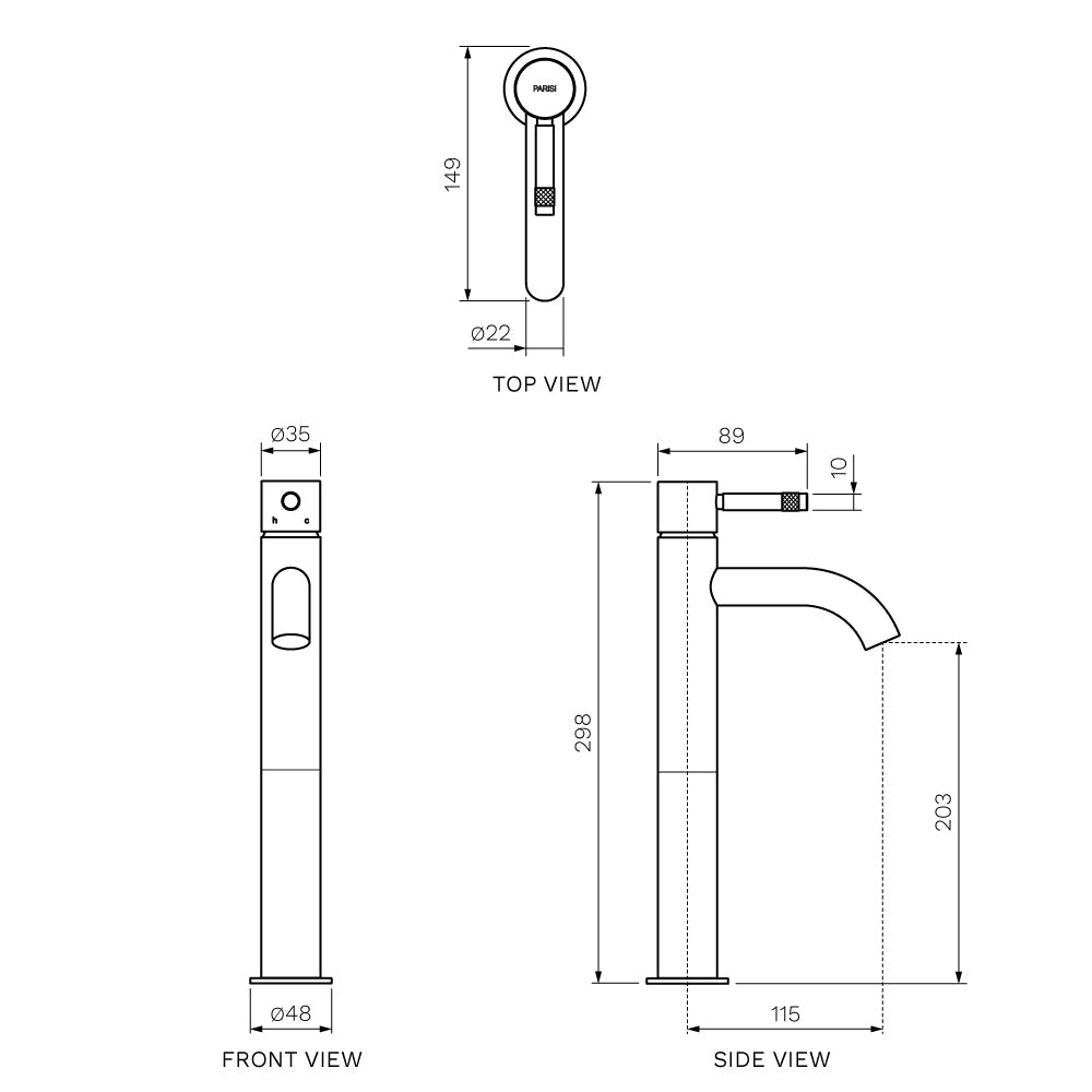 Parisi Tondo II High Basin Mixer with Curved Spout | Brushed Nickle
