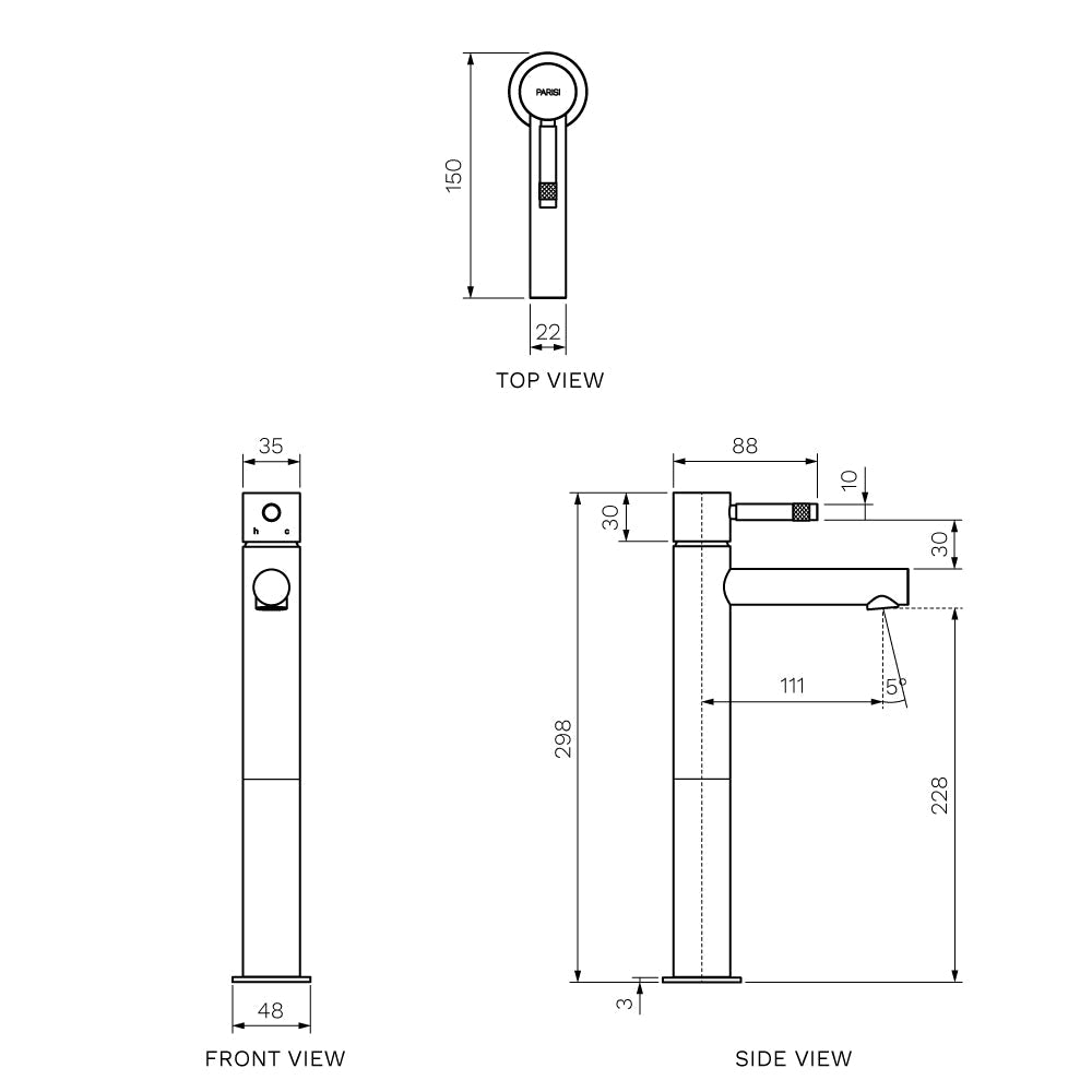 Parisi Tondo II High Basin Mixer | Brushed Nickle
