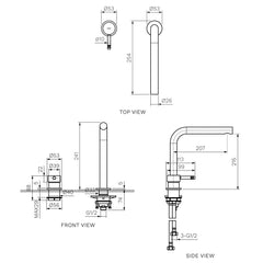 Parisi Tondo II Hob Mixer with Straight Swivel Spout | Fucile