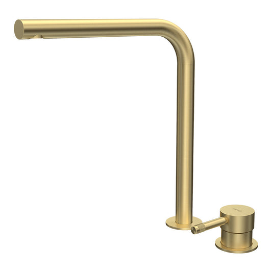 Parisi Tondo II Hob Mixer with Straight Swivel Spout | Brushed Brass