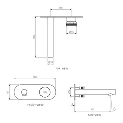Parisi Todo II Wall Mixer with 160mm Spout on Elliptical Plate | Brushed Nickle