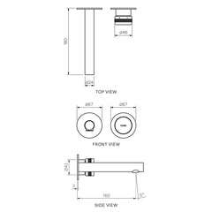 Parisi Todo II Wall Mixer with 160mm Spout (Individual Flanges) | Brushed Nickle