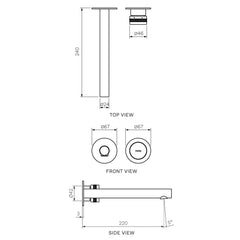 Parisi Todo II Wall Mixer with 220mm Spout (Individual Flanges) | Chrome