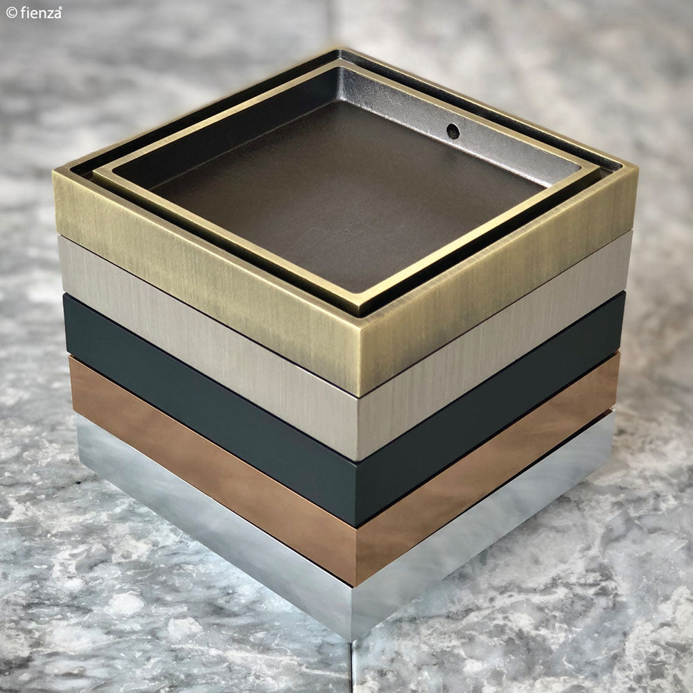 Fienza Square Tile Bed Floor Waste, 75mm Outlet, Brushed Nickel
