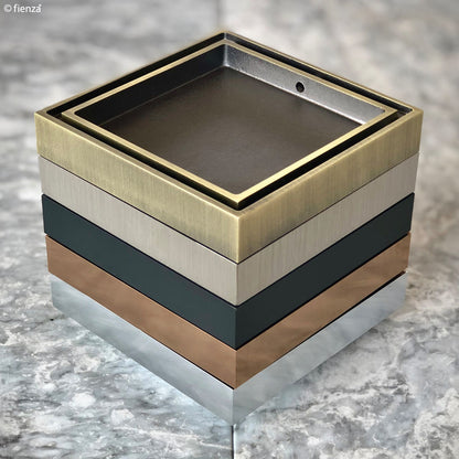 Fienza Square Tile Bed Floor Waste, 75mm Outlet, Brushed Nickel