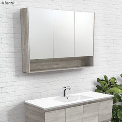 Fienza 750 Mirror Cabinet with Display Shelf, Satin Black