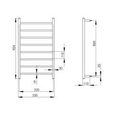 Phoenix Argo Towel Ladder 920mm S / S - Stainless Steel