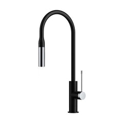 Ikon Aziz Pull Out Sink Mixer Matt Black and Chrome