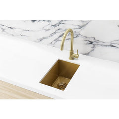 Meir 382mm x 272mm Single Bowl Kitchen Bar Sink - Brushed Bronze Gold