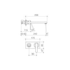 Caroma Saracom Wall Bath Combination Mixer 240mm