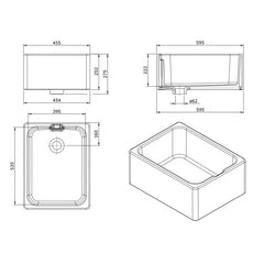 Turner Hastings Belfast 60 x 46 Fine Fireclay Butler Sink with Internal Overflow