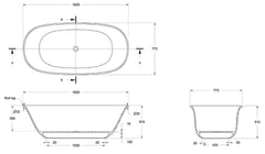 Blanche 162 x 74 TitanCast Solid Surface Freestanding Bath - Gloss White