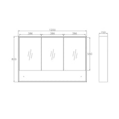 Otti 1200mm x 800mm Boston Shaving Cabinet