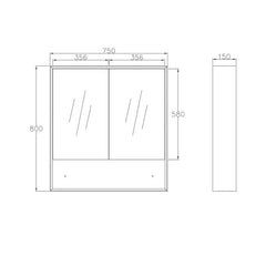 Otti 750mm x 800mm Boston Shaving Cabinet