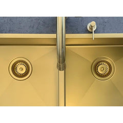 Meir 760mm x 440m Double Bowl Kitchen Sink - Brushed Bronze Gold